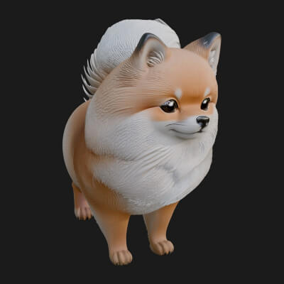 Pomeranian Dog Statue Design 1 3D Print Model
