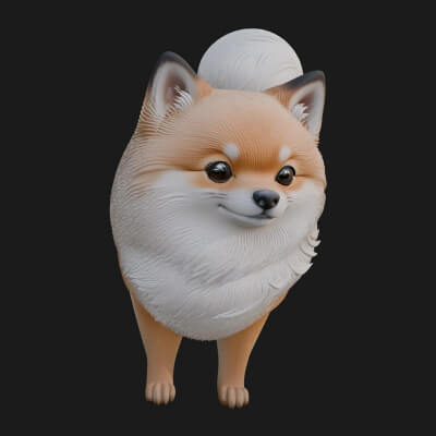 Pomeranian Dog Statue Design 2 3D Print Model