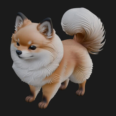 Pomeranian Dog Statue Design 3 3D Print Model