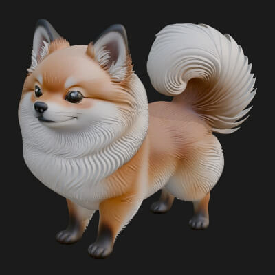 Pomeranian Dog Statue Design 4 3D Print Model