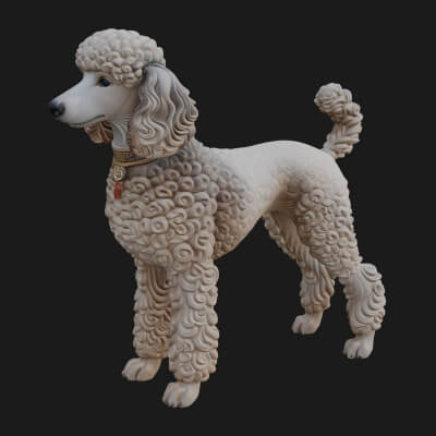 Poodle Dog Statue Design 1 3D Print Model
