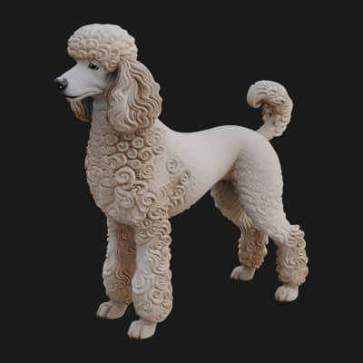 Poodle Dog Statue Design 2 3D Print Model