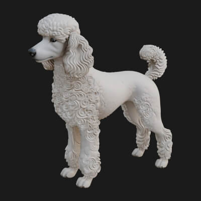 Poodle Dog Statue Design 3 3D Print Model