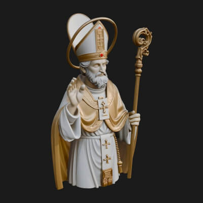Pope with Crosier Statue Design 1 3D Print Model