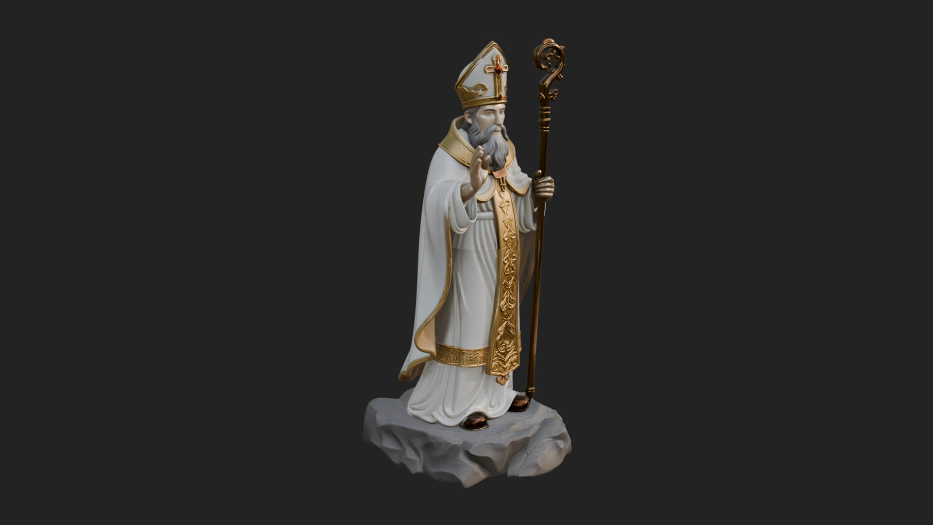 Pope with Crosier Statue Design 5 3D Print Model 3D Model