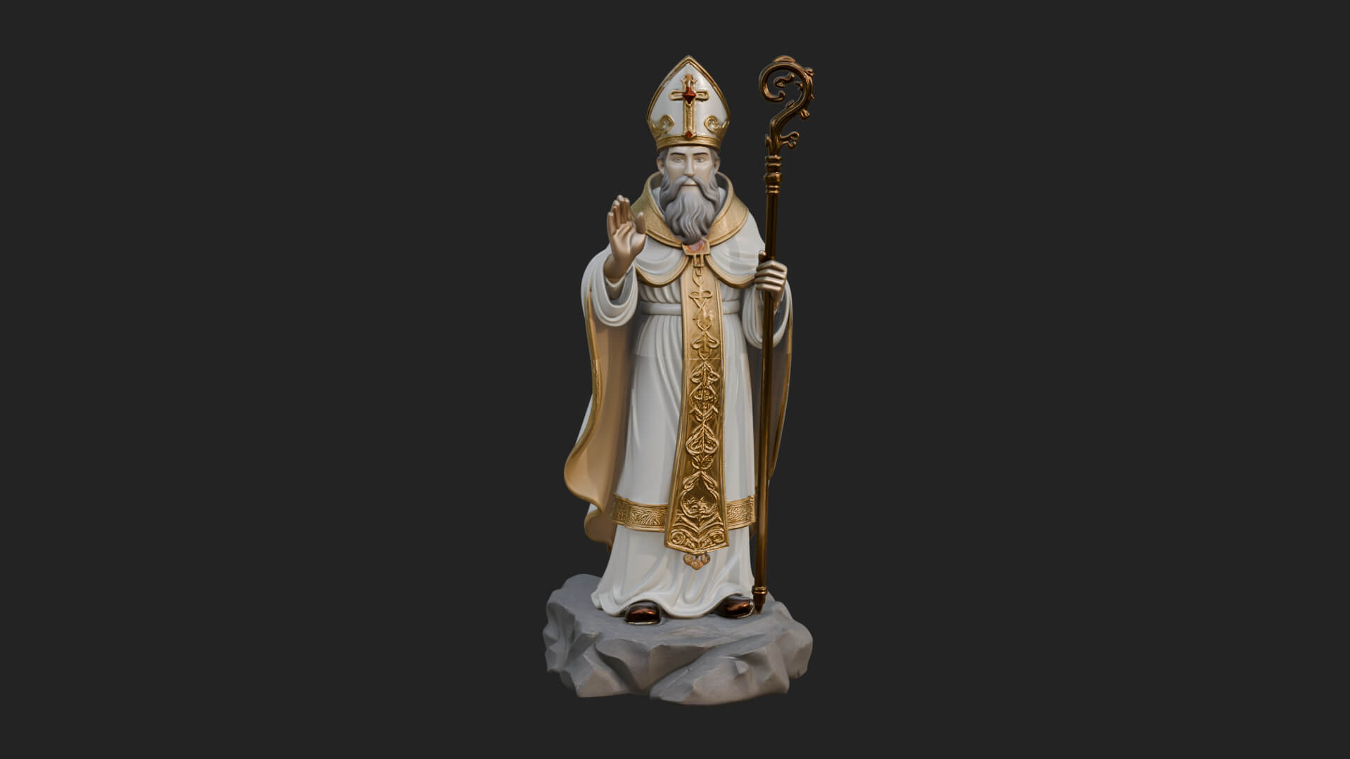 Pope with Crosier Statue Design 5 3D Print Model 3D Model