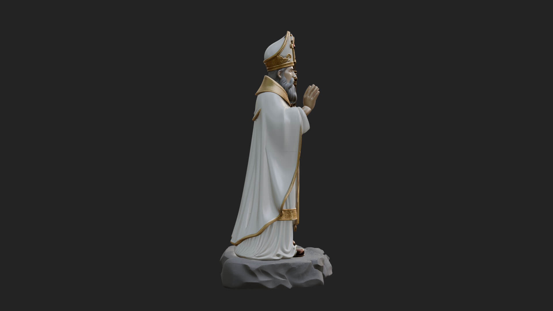 Pope with Crosier Statue Design 5 3D Print Model 3D Model