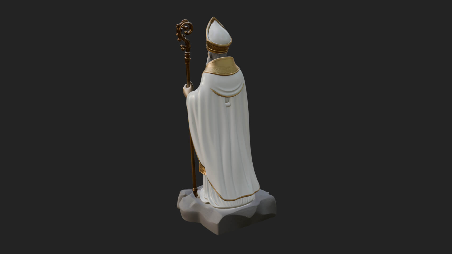 Pope with Crosier Statue Design 5 3D Print Model 3D Model