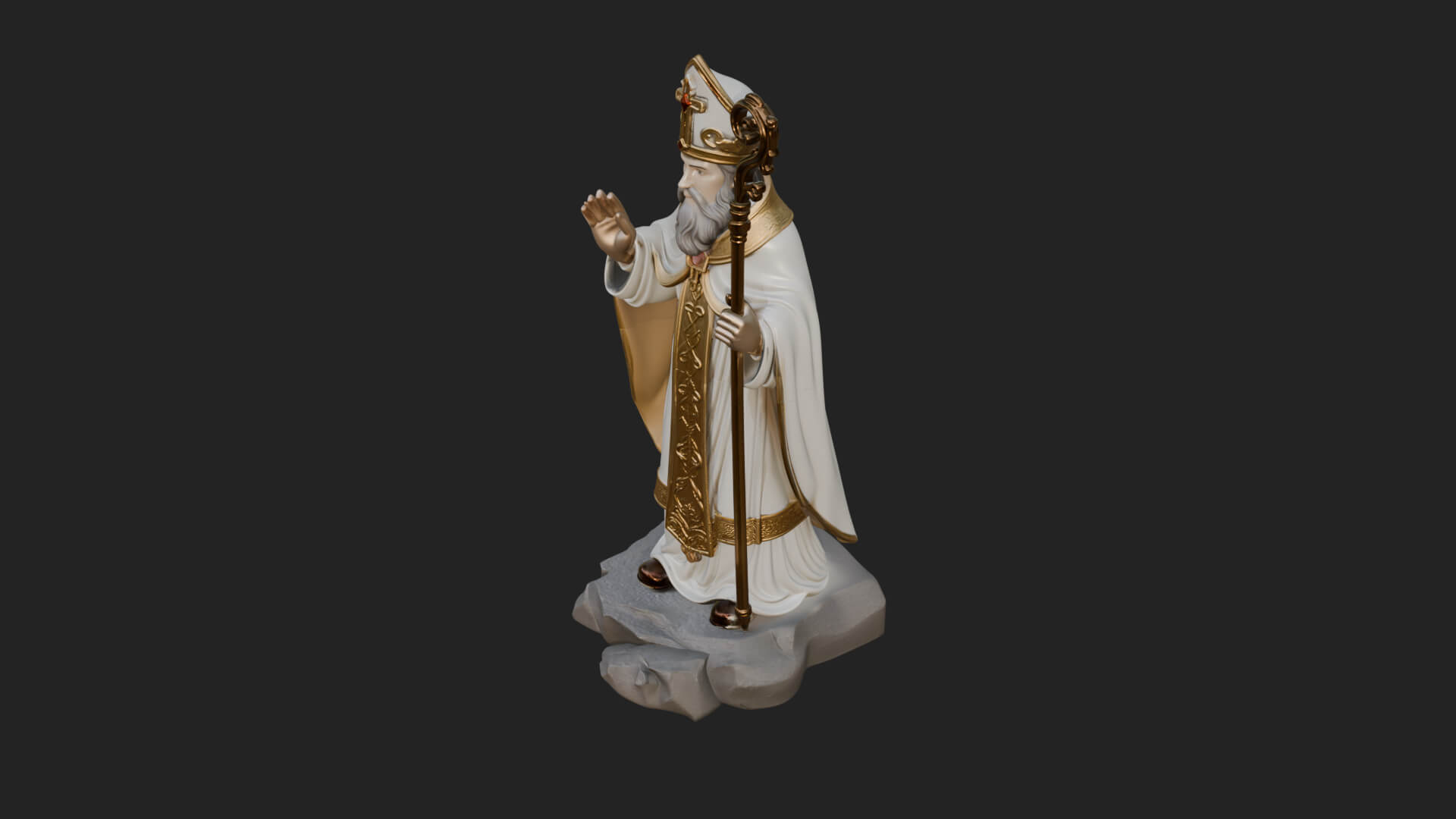 Pope with Crosier Statue Design 5 3D Print Model 3D Model