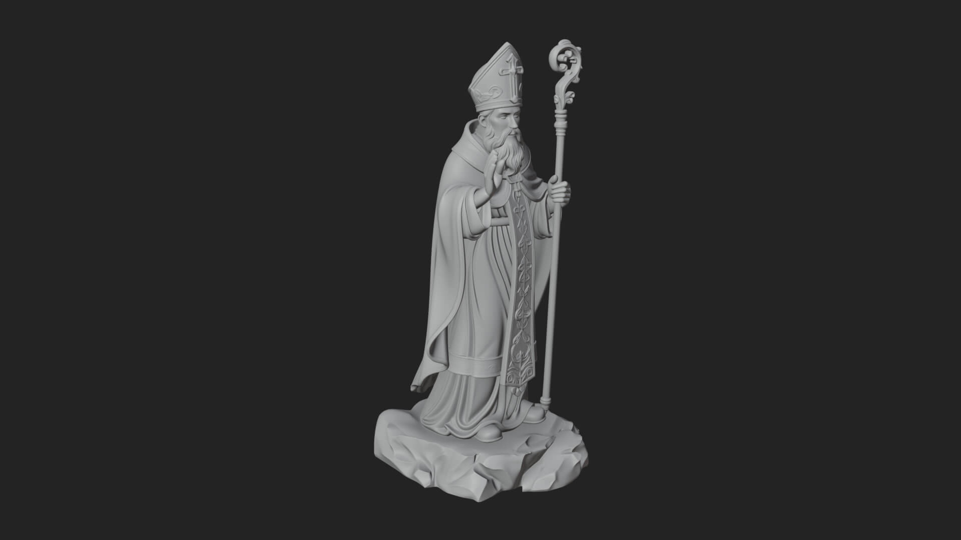 Pope with Crosier Statue Design 5 3D Print Model 3D Model