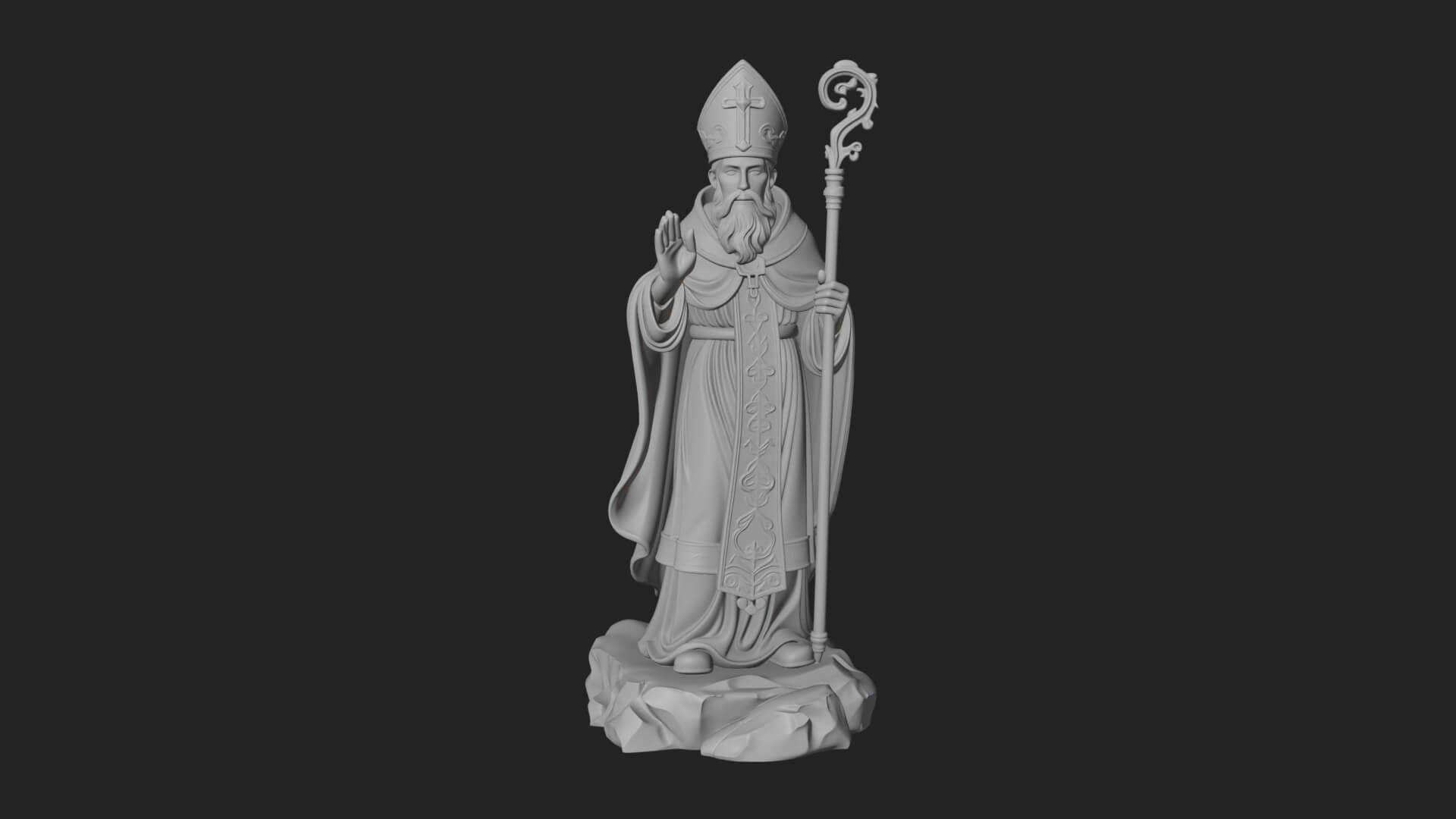 Pope with Crosier Statue Design 5 3D Print Model 3D Model