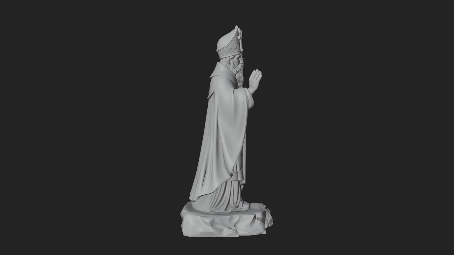 Pope with Crosier Statue Design 5 3D Print Model 3D Model