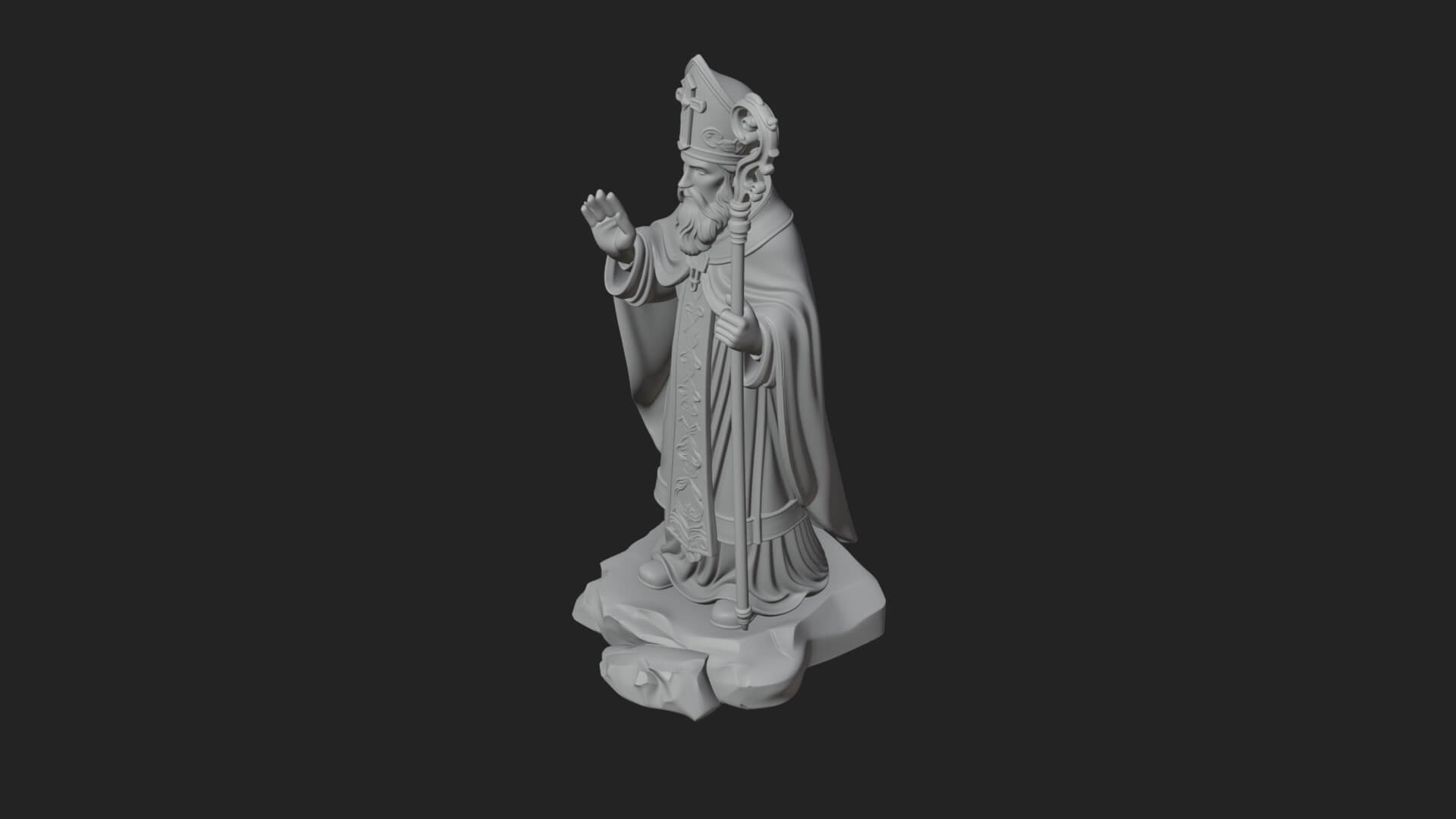 Pope with Crosier Statue Design 5 3D Print Model 3D Model