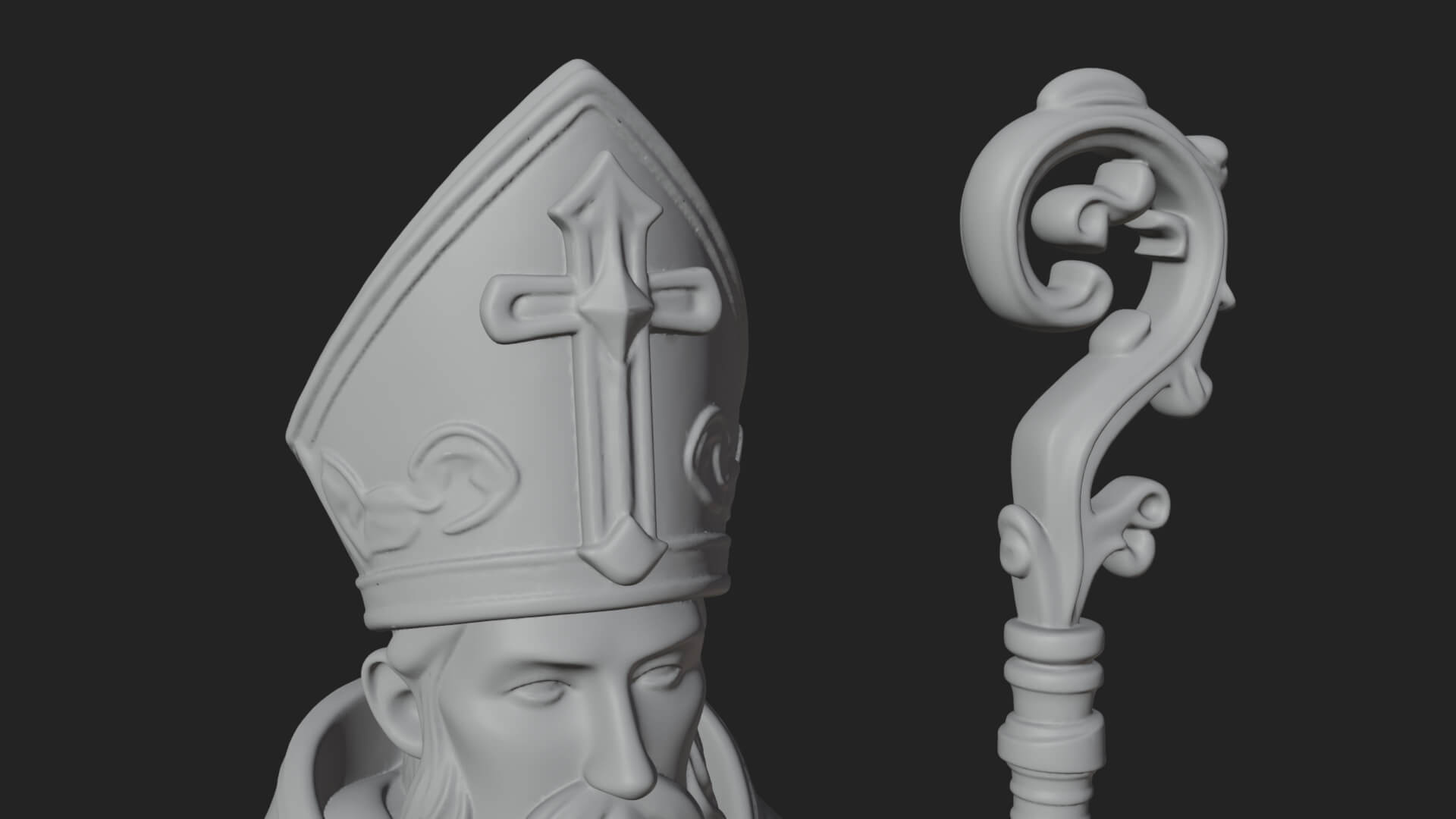Pope with Crosier Statue Design 5 3D Print Model 3D Model