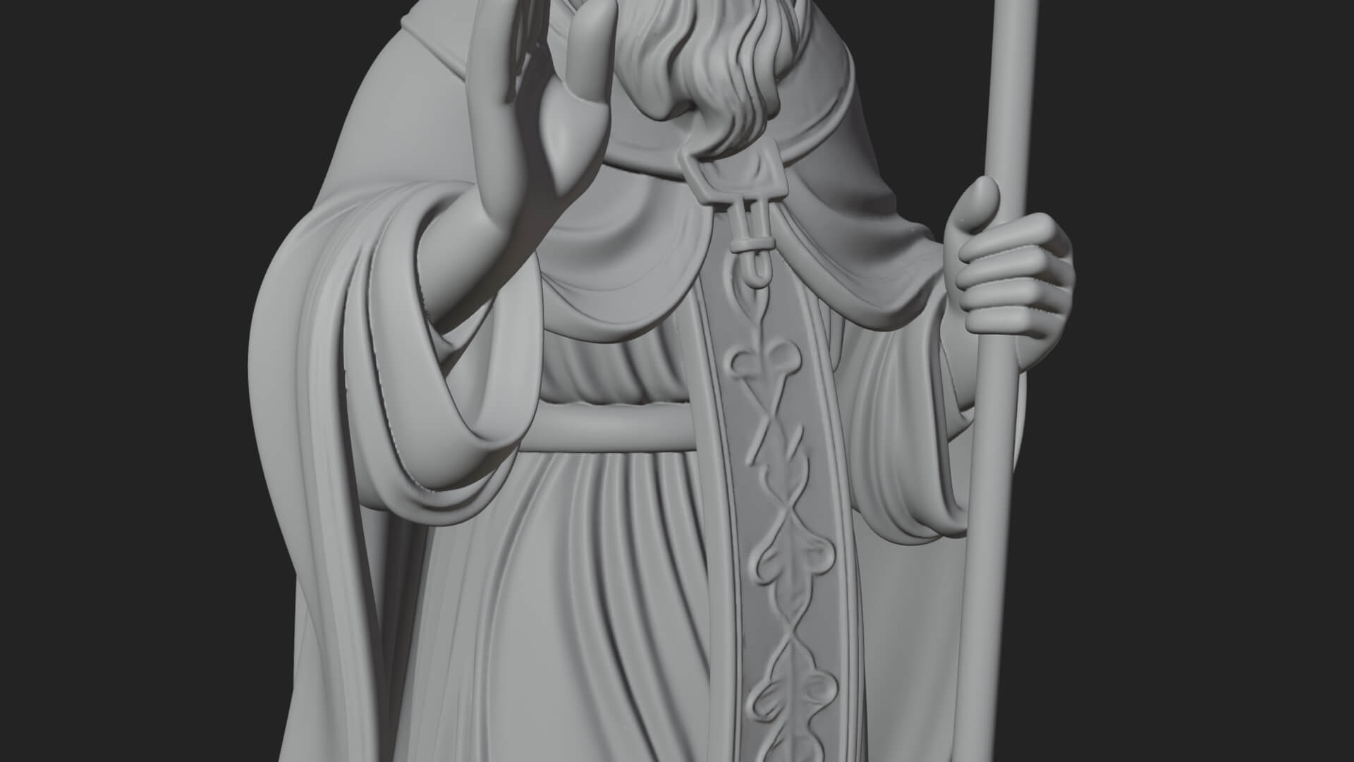 Pope with Crosier Statue Design 5 3D Print Model 3D Model
