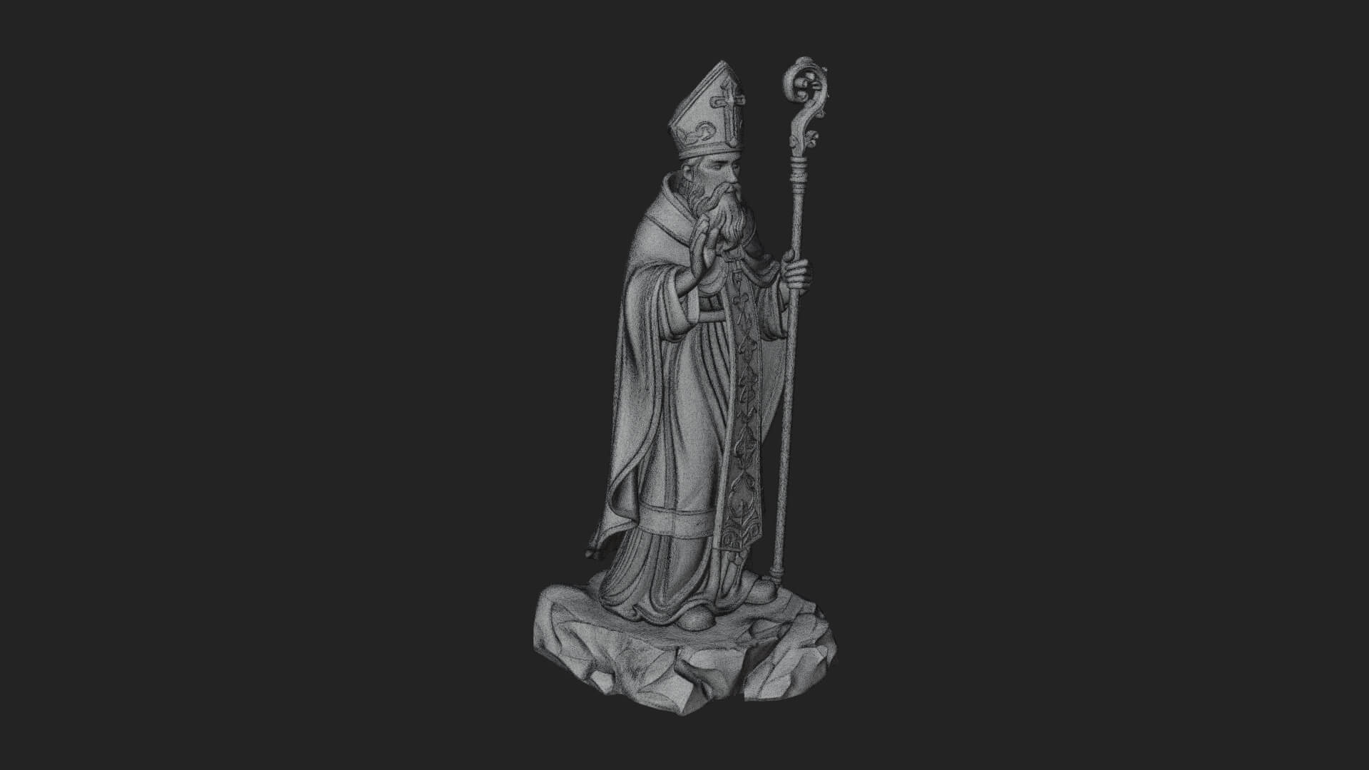 Pope with Crosier Statue Design 5 3D Print Model 3D Model