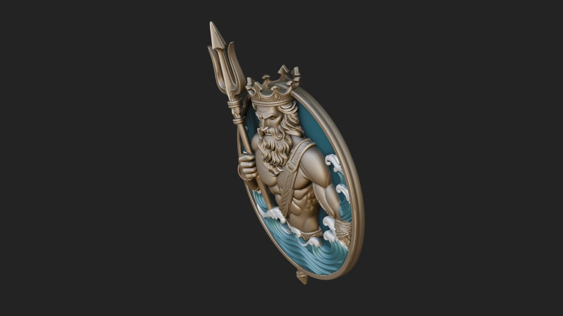 Poseidon Relief Medallion Pendant Design 10 3D Print Model 3D Model