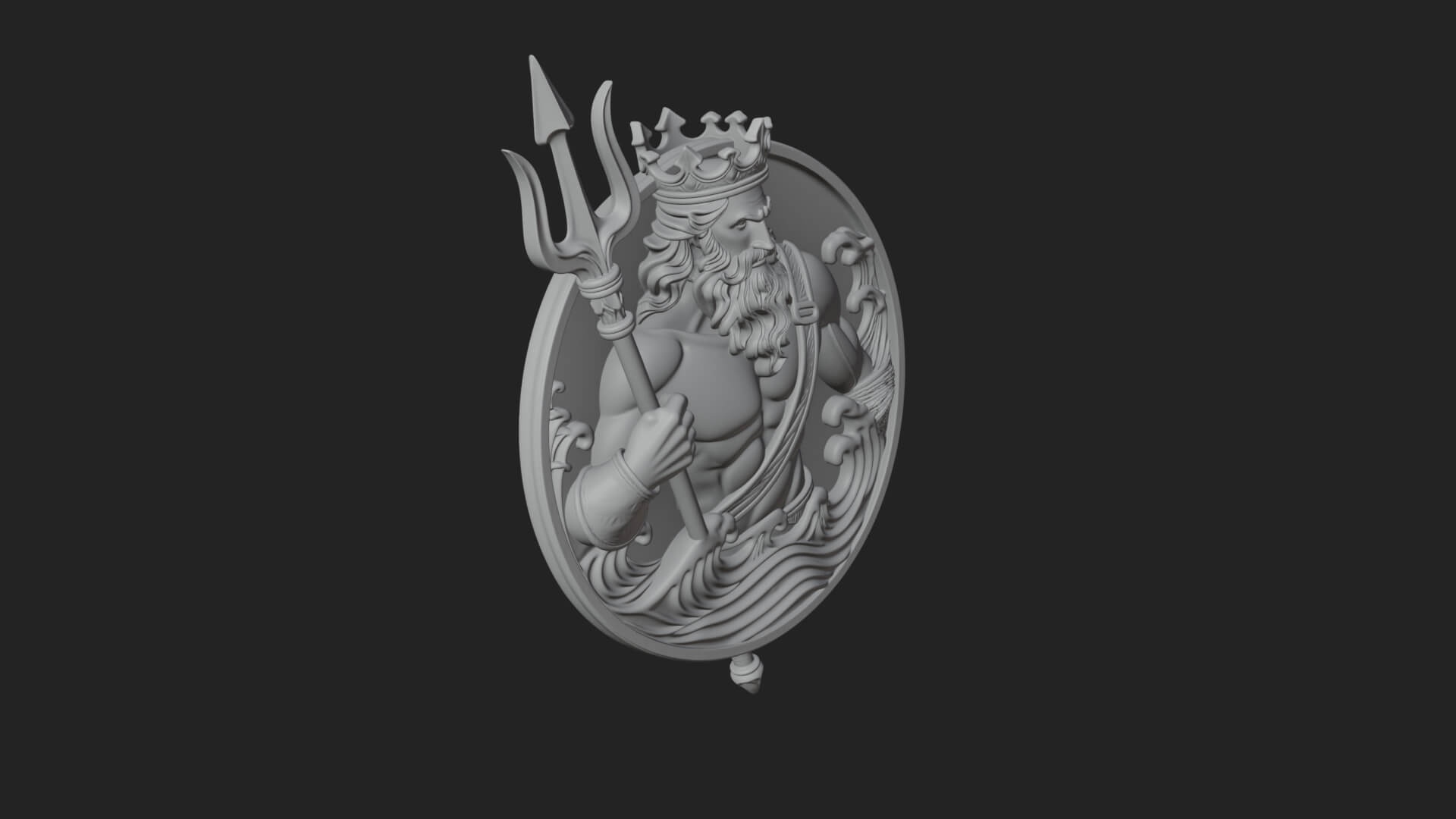 Poseidon Relief Medallion Pendant Design 10 3D Print Model 3D Model