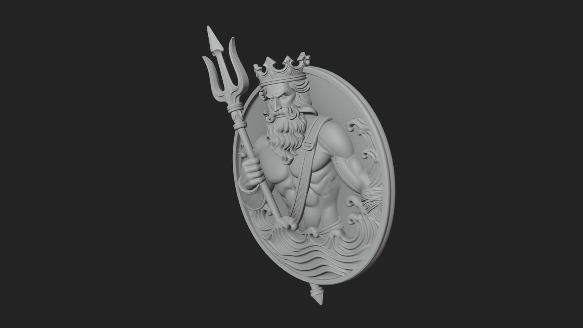 Poseidon Relief Medallion Pendant Design 10 3D Print Model 3D Model