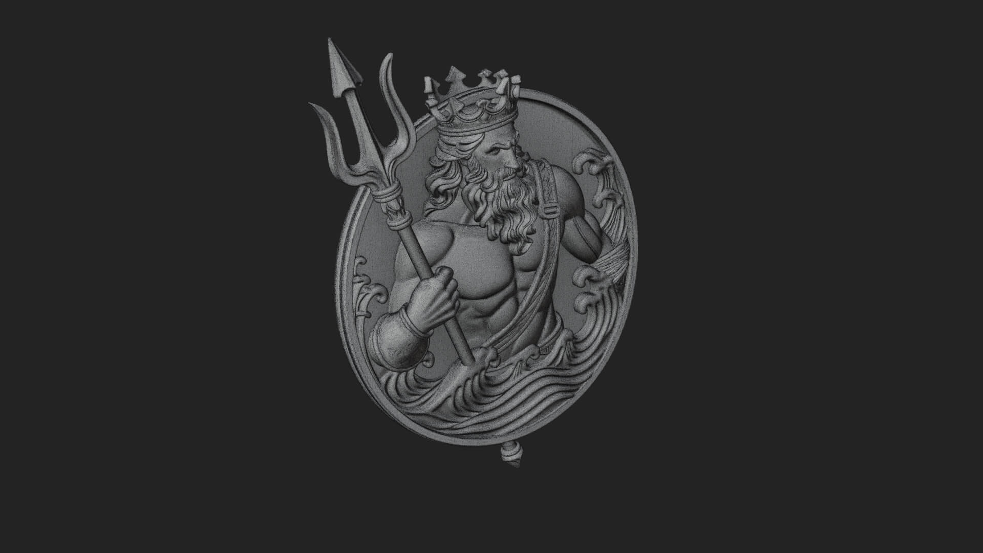 Poseidon Relief Medallion Pendant Design 10 3D Print Model 3D Model