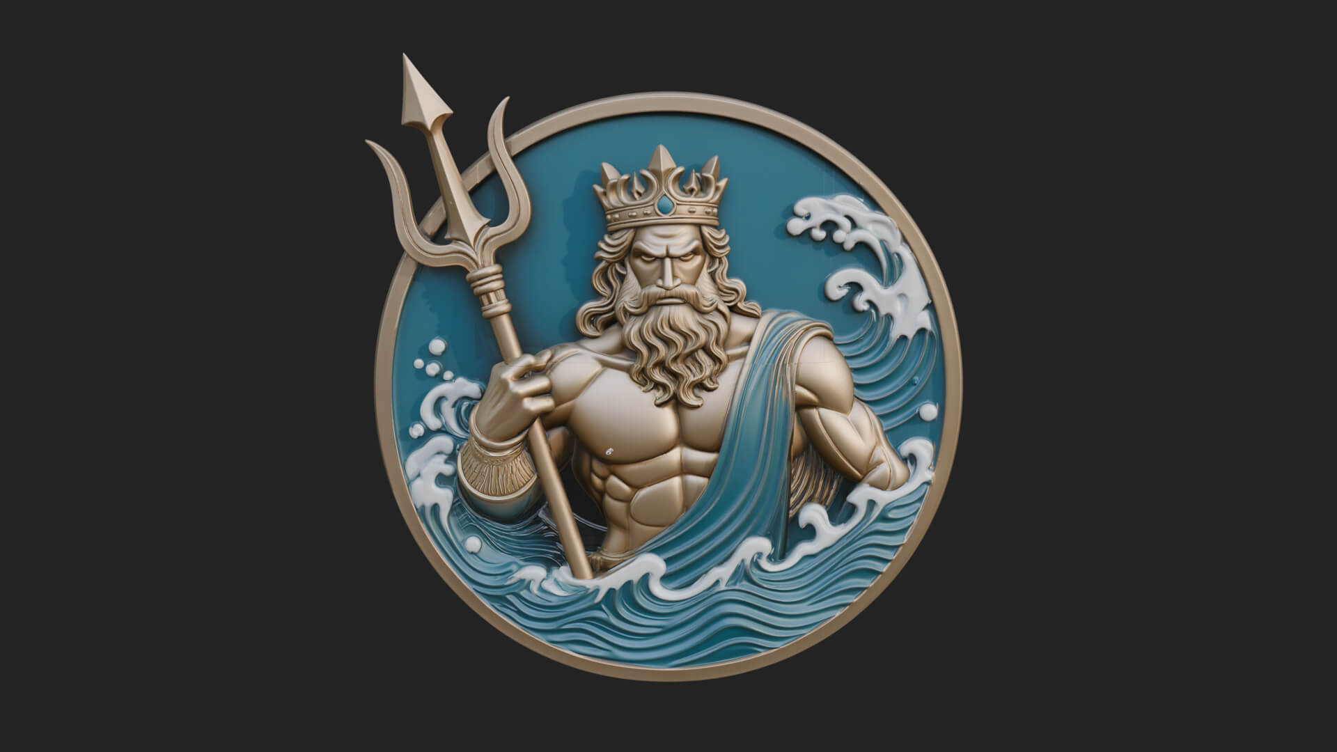 Poseidon Relief Medallion Pendant Design 11 3D Print Model 3D Model