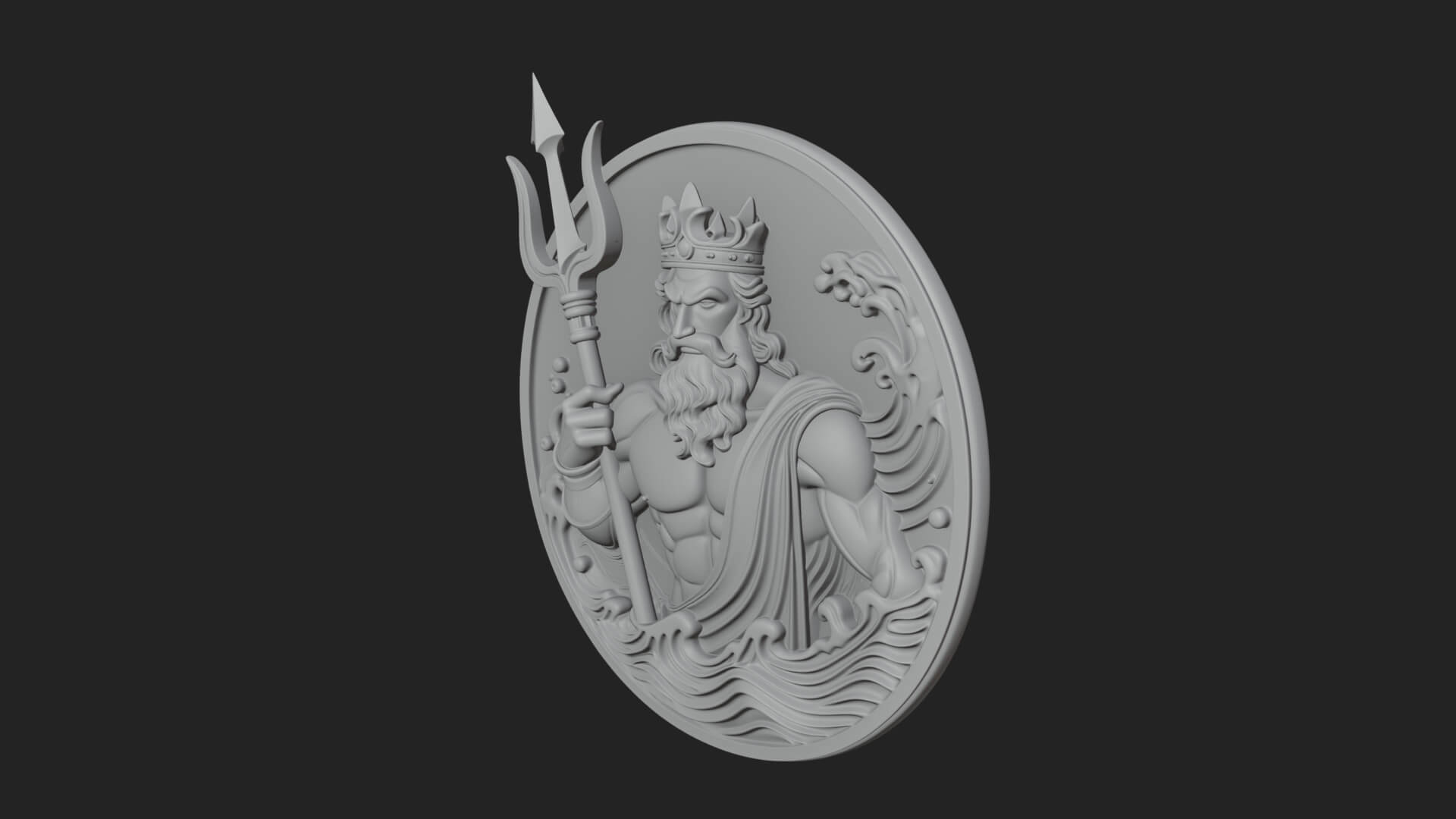 Poseidon Relief Medallion Pendant Design 11 3D Print Model 3D Model