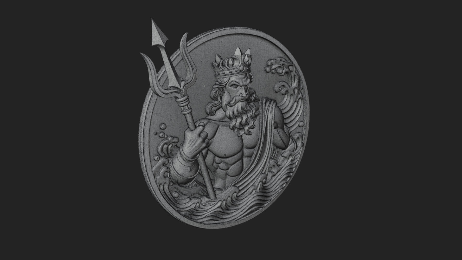 Poseidon Relief Medallion Pendant Design 11 3D Print Model 3D Model