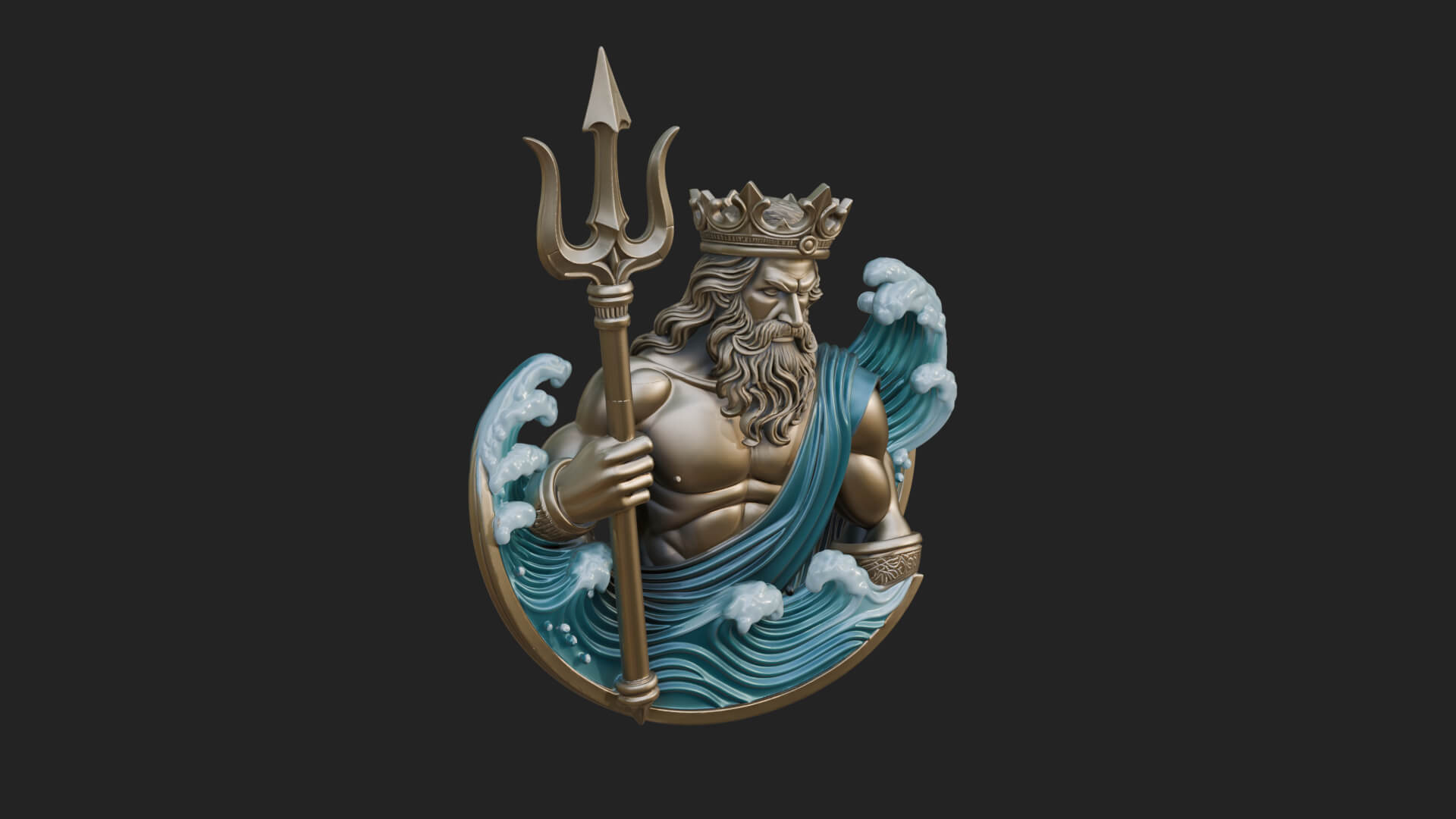 Poseidon Relief Medallion Pendant Design 12 3D Print Model 3D Model