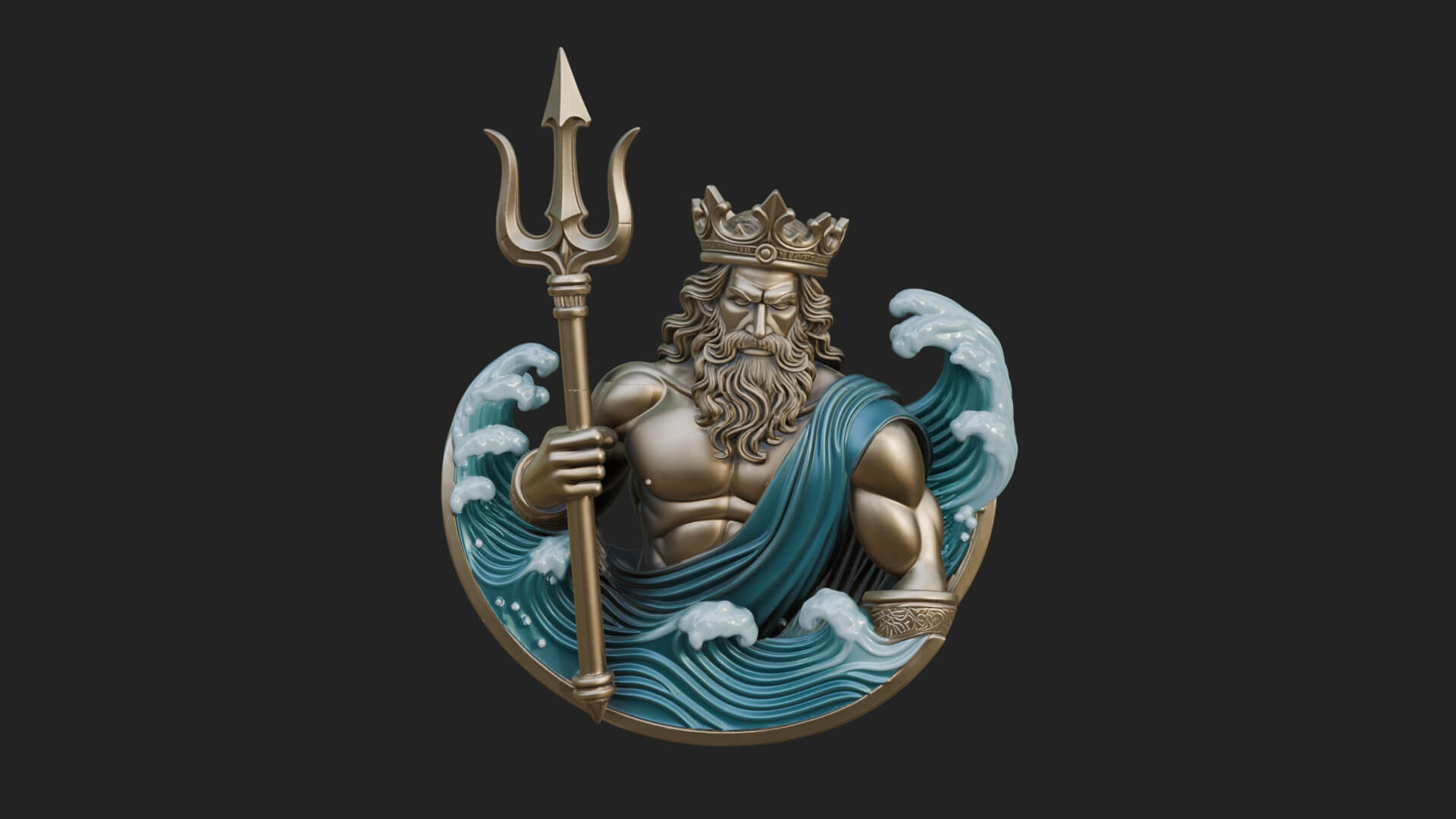 Poseidon Relief Medallion Pendant Design 12 3D Print Model 3D Model