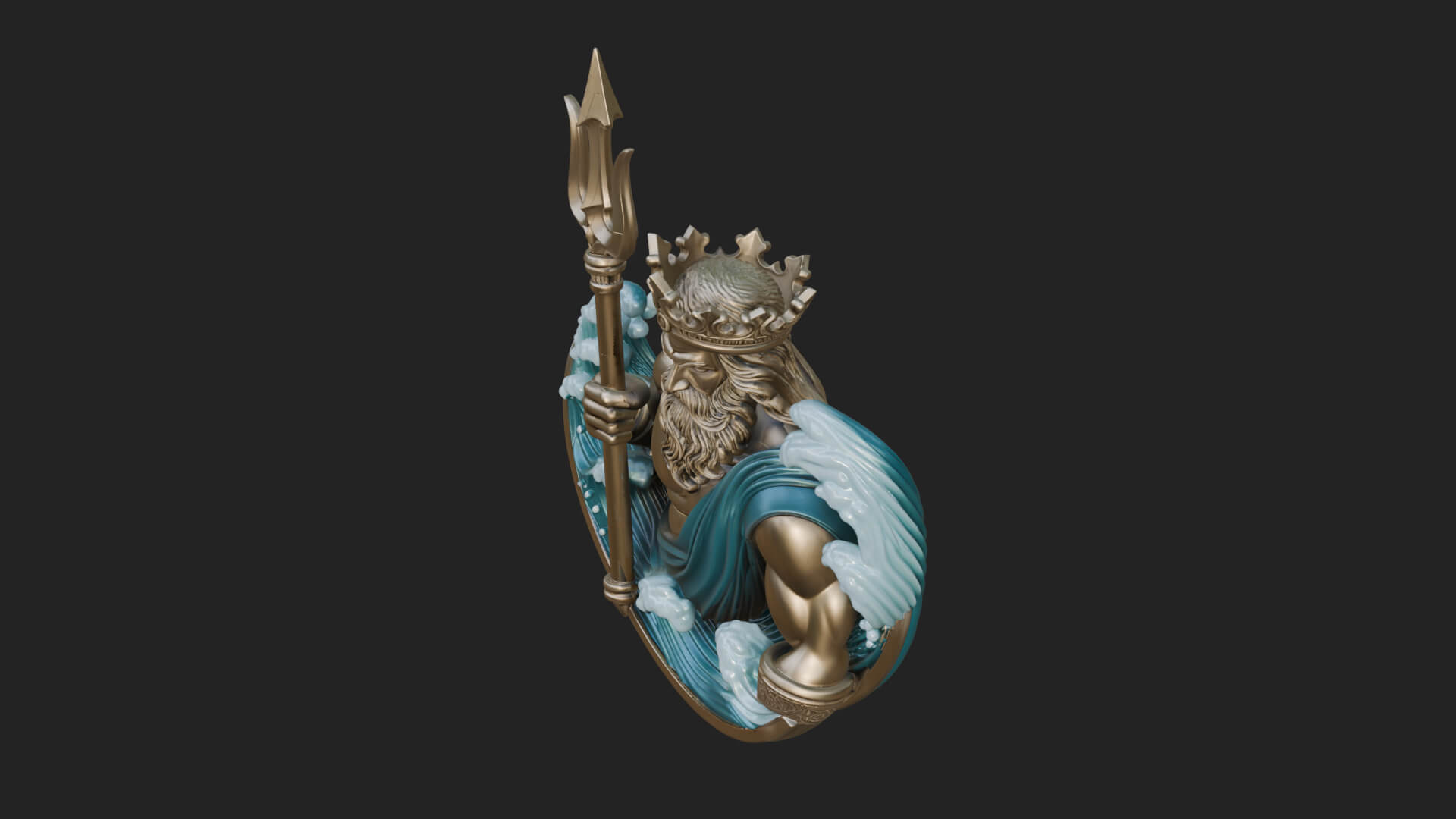 Poseidon Relief Medallion Pendant Design 12 3D Print Model 3D Model