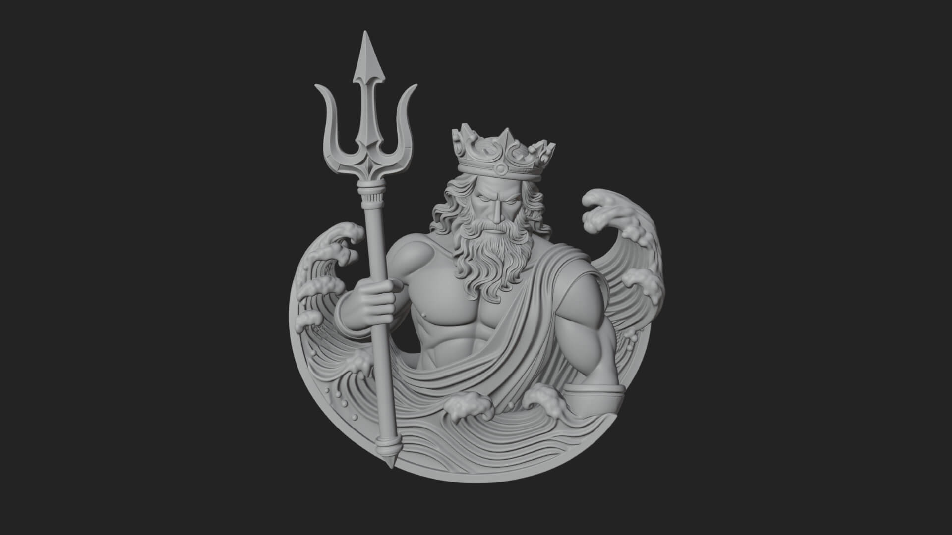 Poseidon Relief Medallion Pendant Design 12 3D Print Model 3D Model