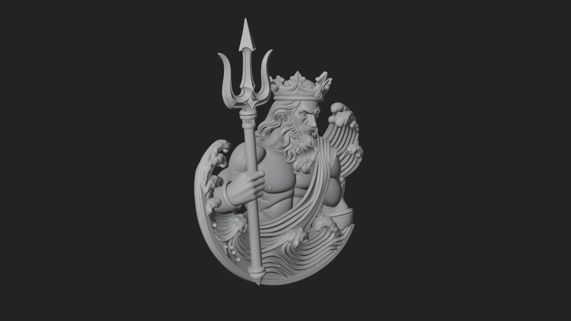 Poseidon Relief Medallion Pendant Design 12 3D Print Model 3D Model