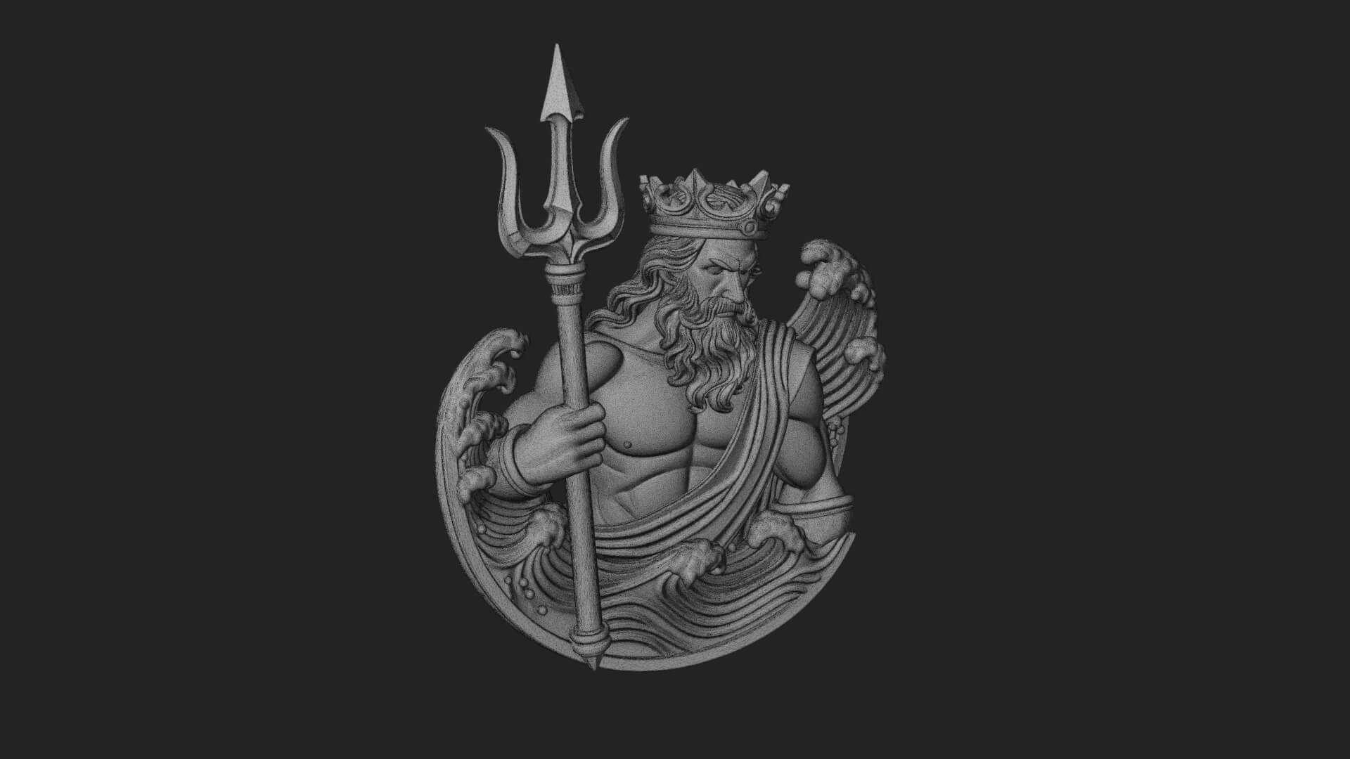 Poseidon Relief Medallion Pendant Design 12 3D Print Model 3D Model