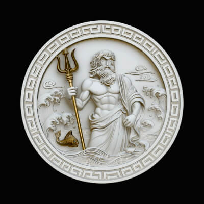 Poseidon Relief Medallion Pendant Design 8 3D Print Model