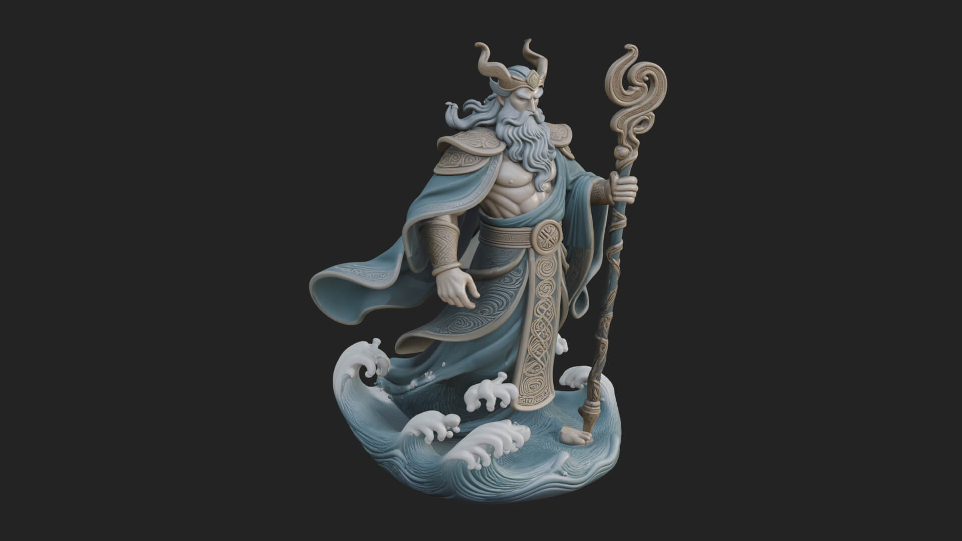 Poseidon with Trident Statue Design 15 3D Print Model 3D Model
