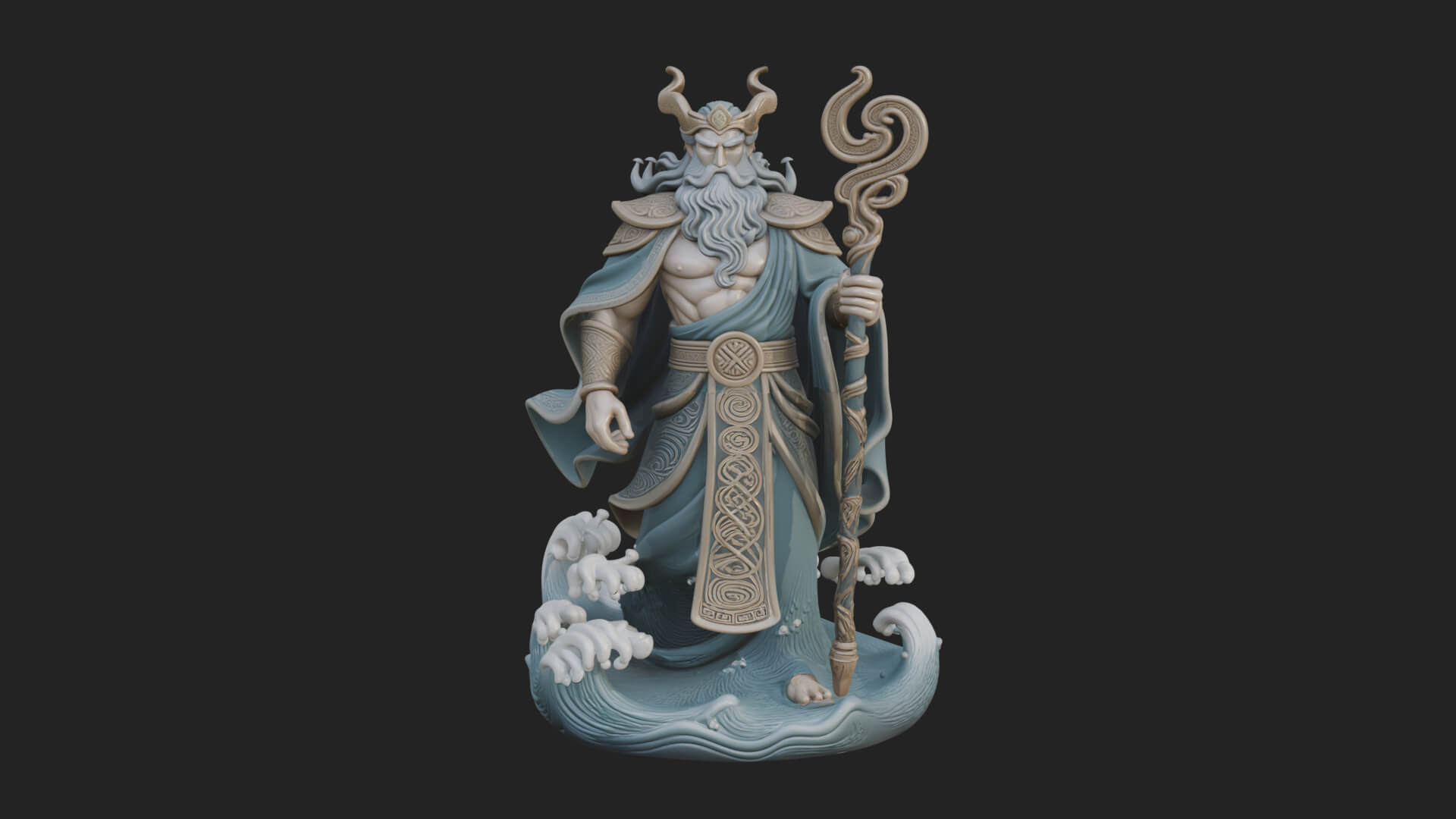 Poseidon with Trident Statue Design 15 3D Print Model 3D Model