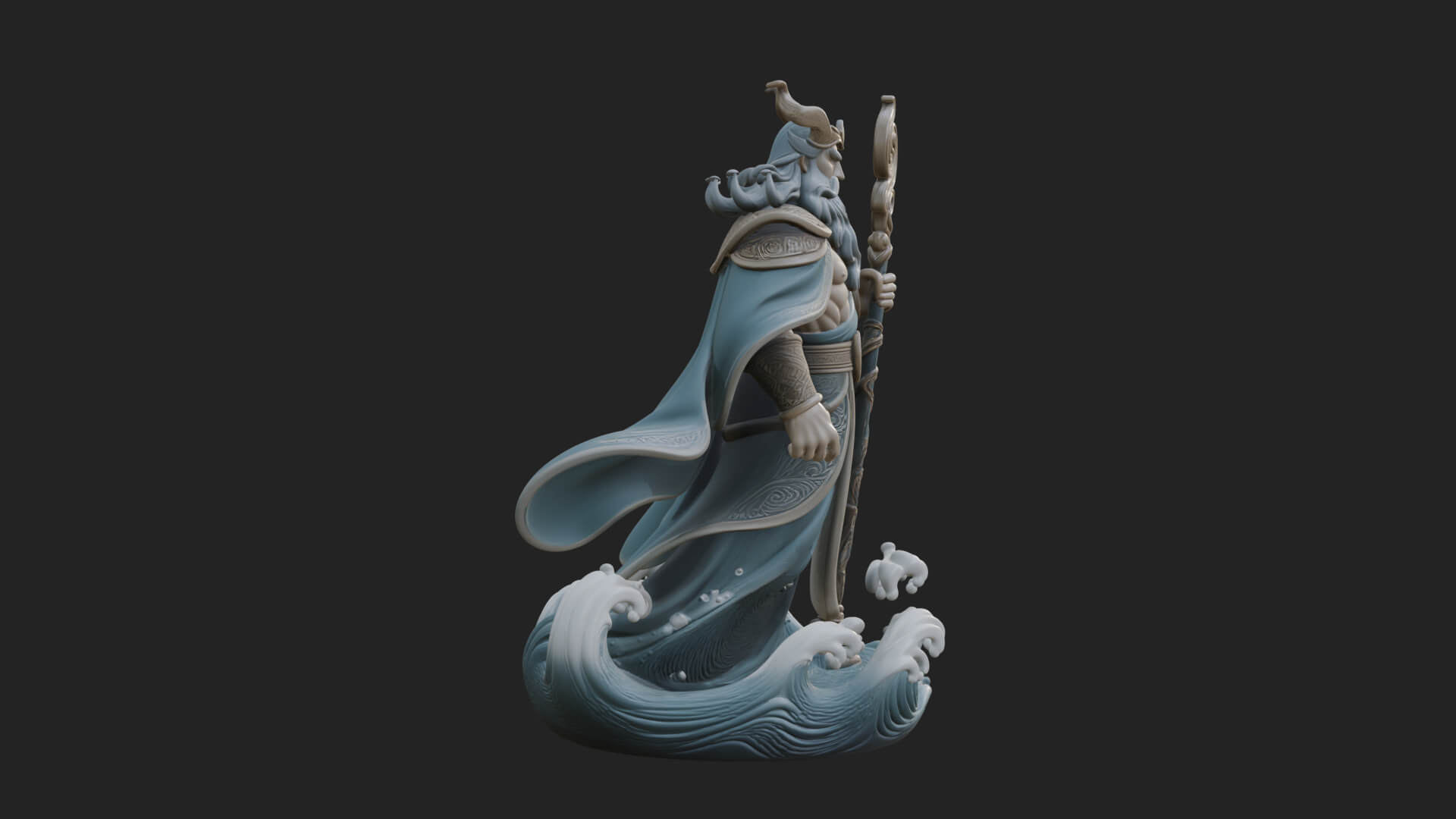 Poseidon with Trident Statue Design 15 3D Print Model 3D Model