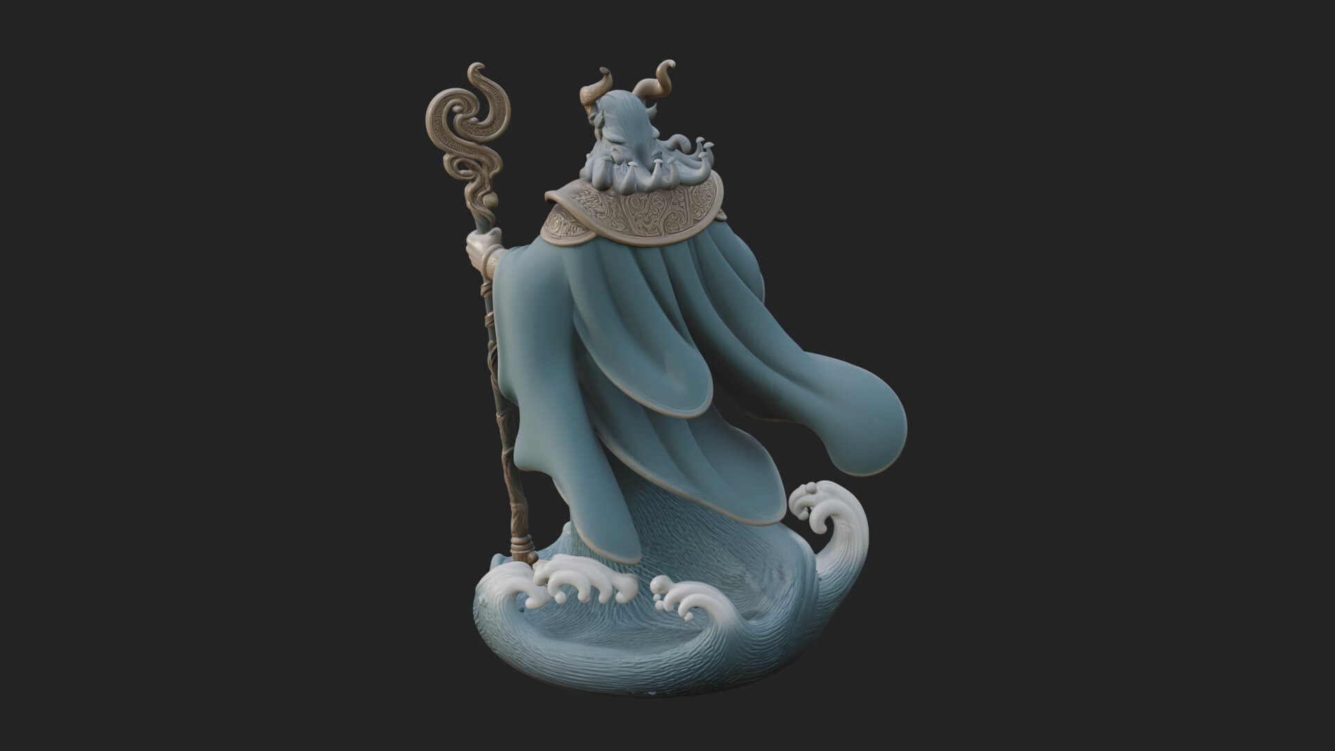 Poseidon with Trident Statue Design 15 3D Print Model 3D Model