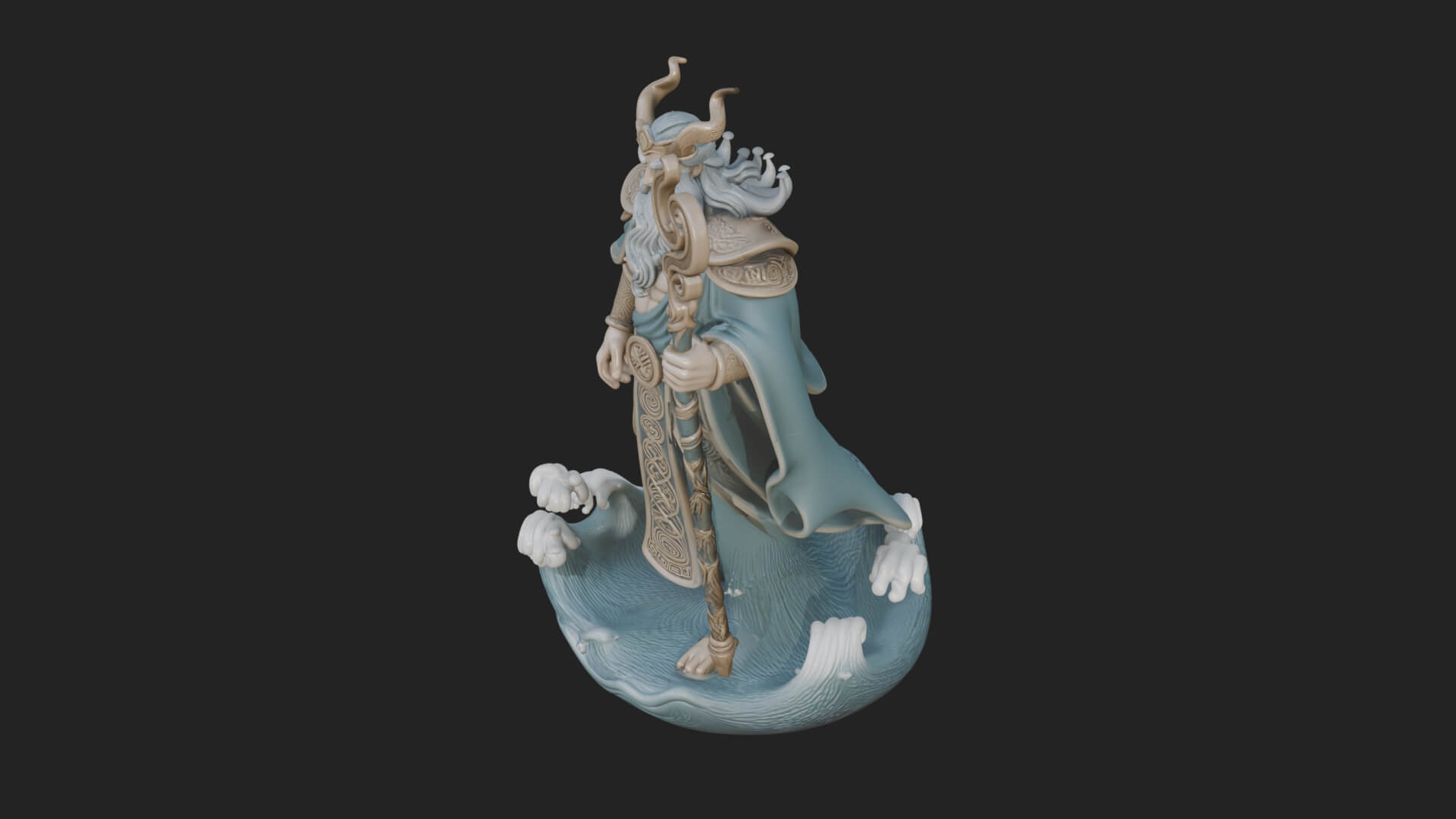 Poseidon with Trident Statue Design 15 3D Print Model 3D Model