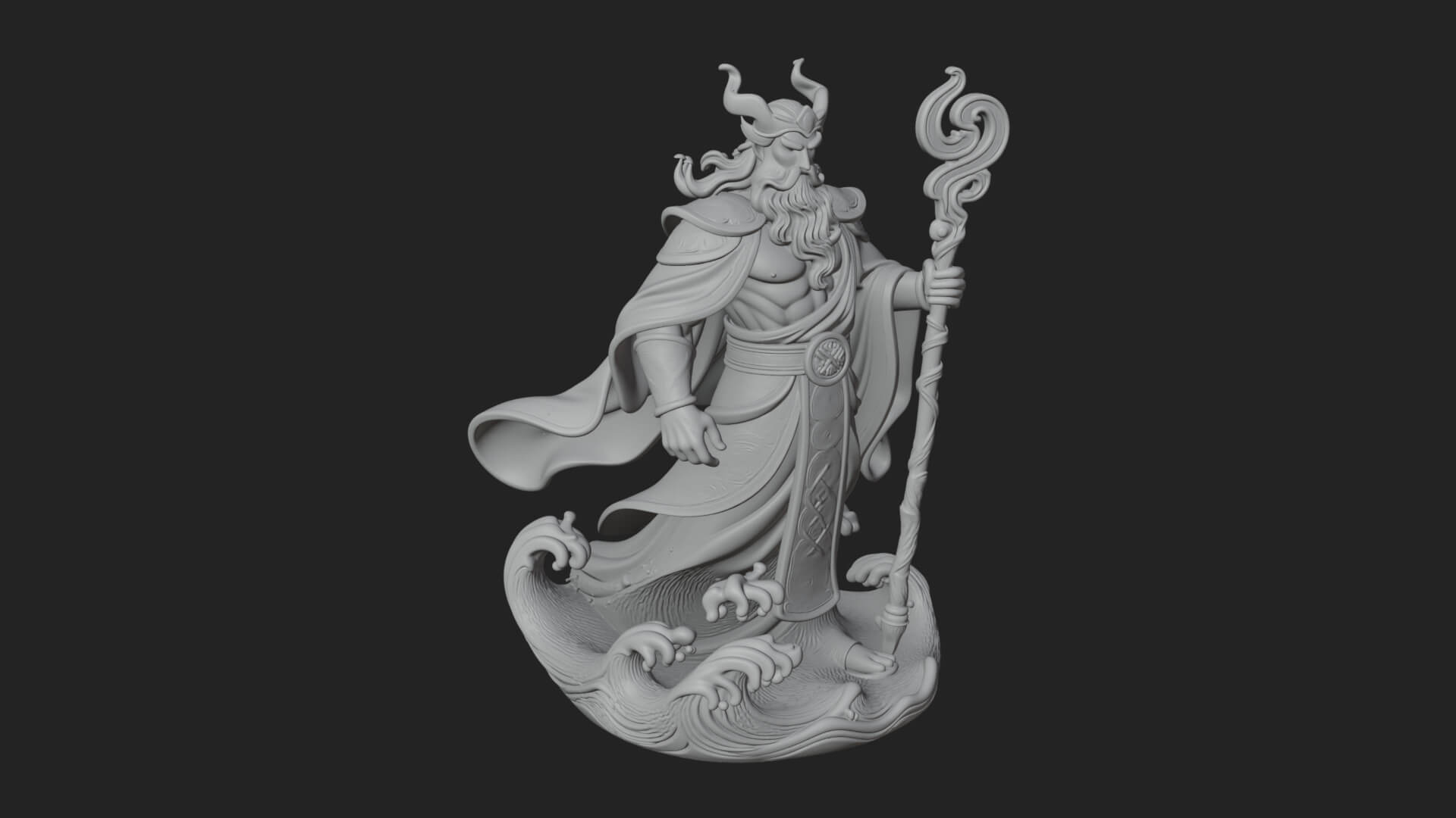 Poseidon with Trident Statue Design 15 3D Print Model 3D Model
