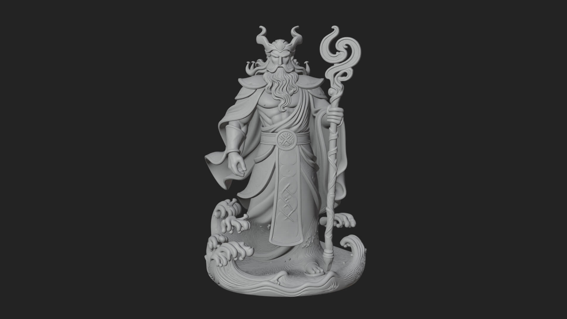 Poseidon with Trident Statue Design 15 3D Print Model 3D Model