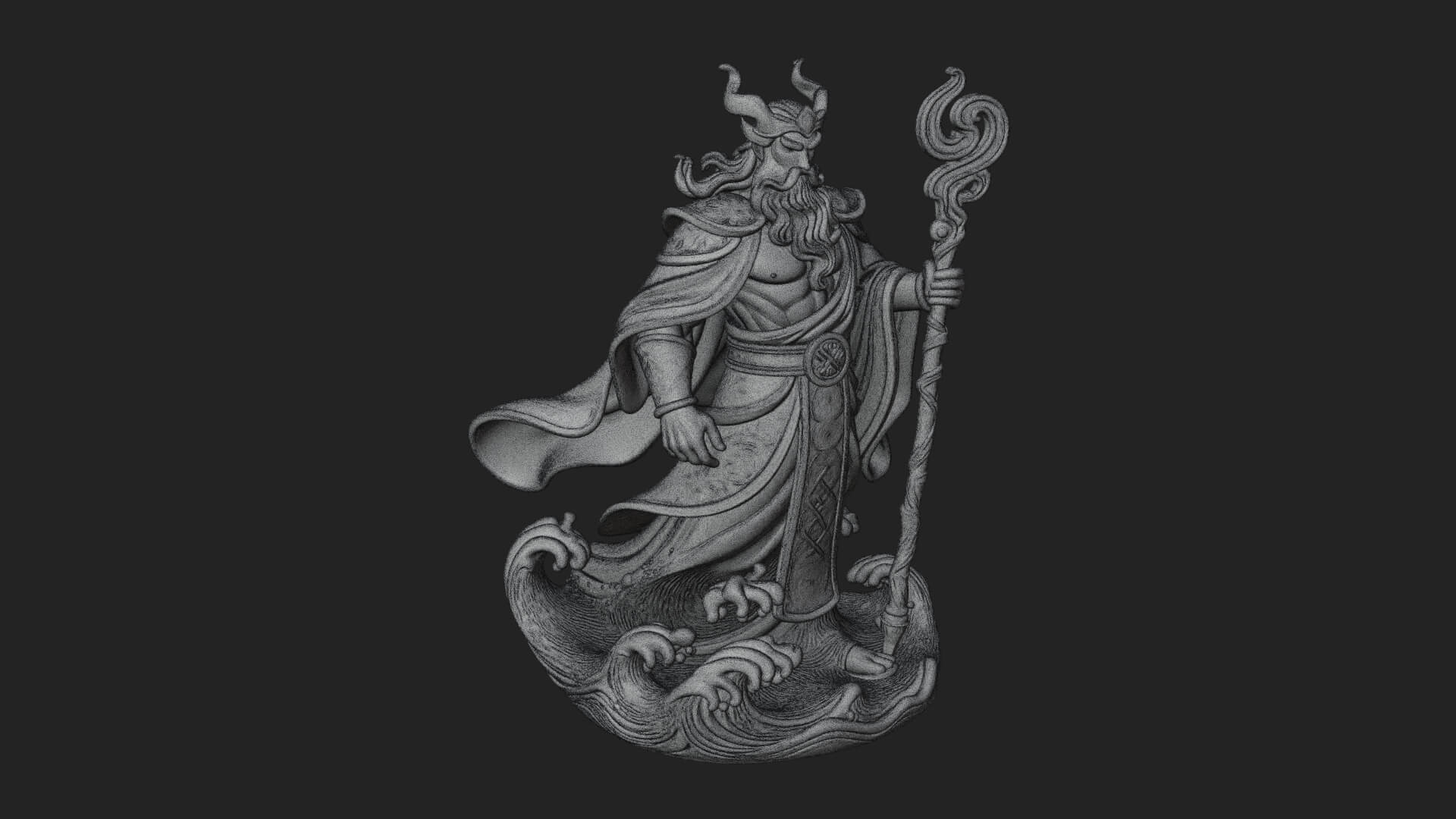 Poseidon with Trident Statue Design 15 3D Print Model 3D Model