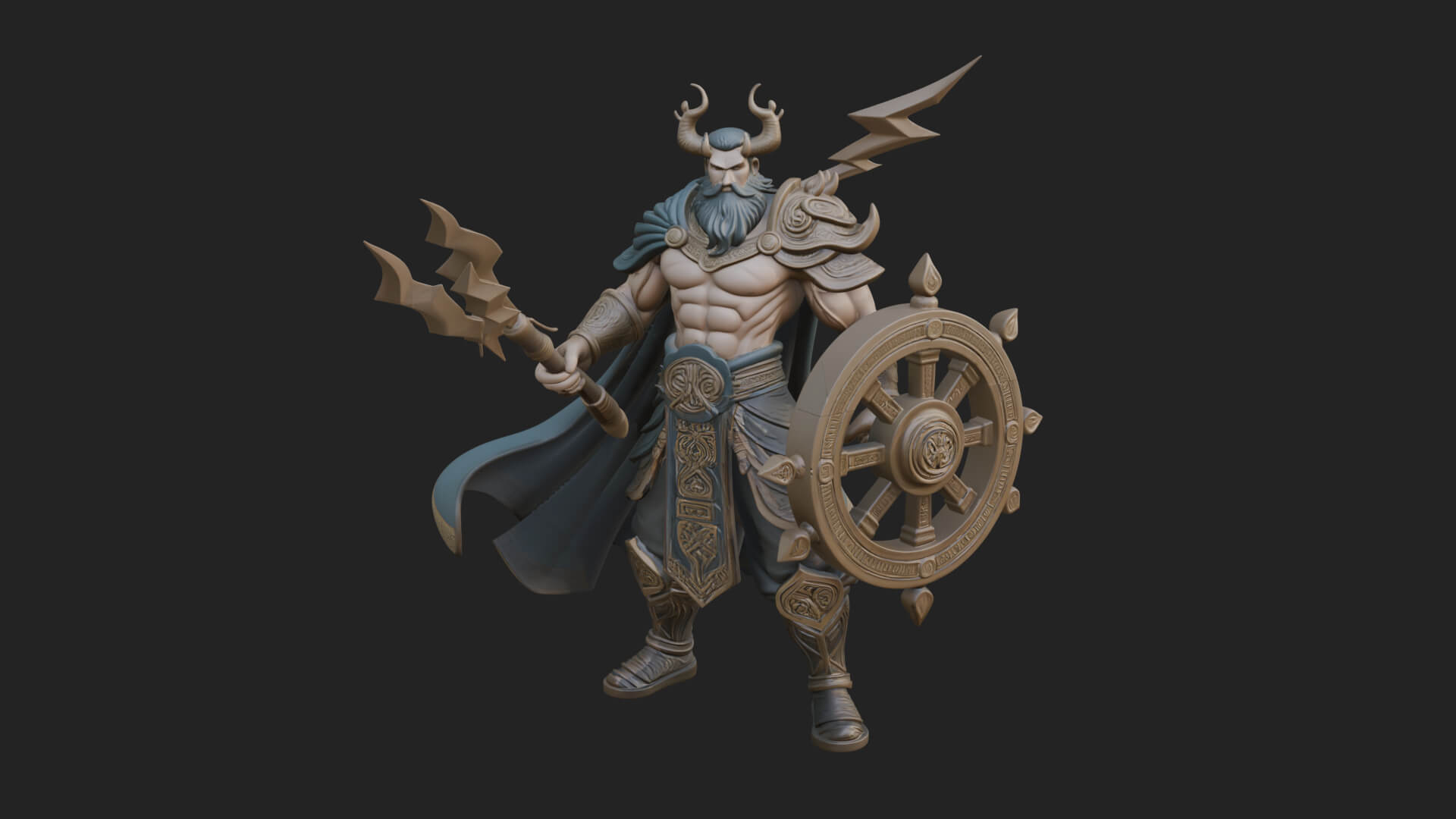 Poseidon with Trident Statue Design 16 3D Print Model 3D Model