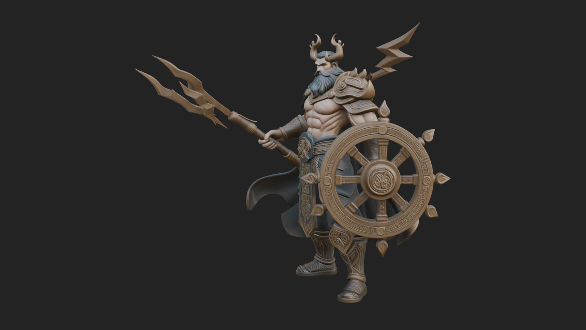 Poseidon with Trident Statue Design 16 3D Print Model 3D Model
