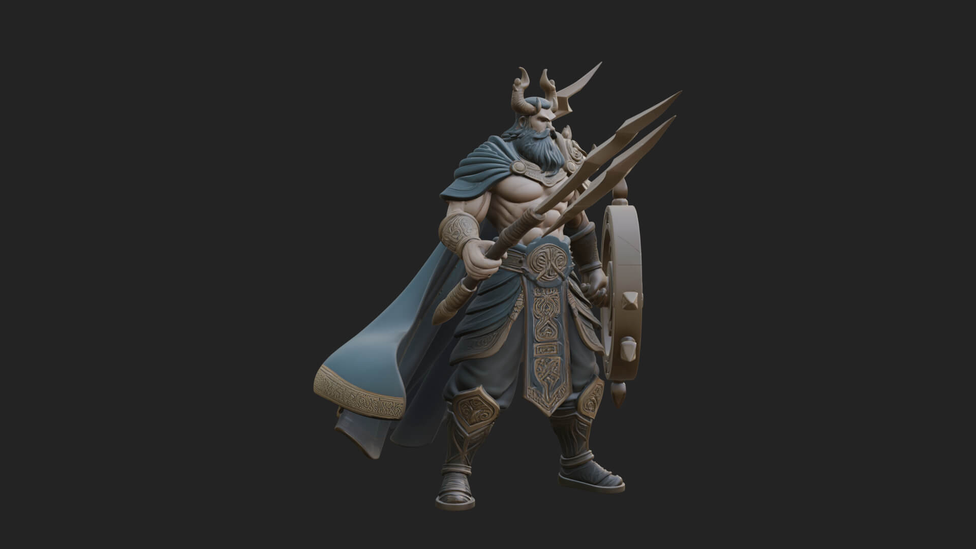 Poseidon with Trident Statue Design 16 3D Print Model 3D Model