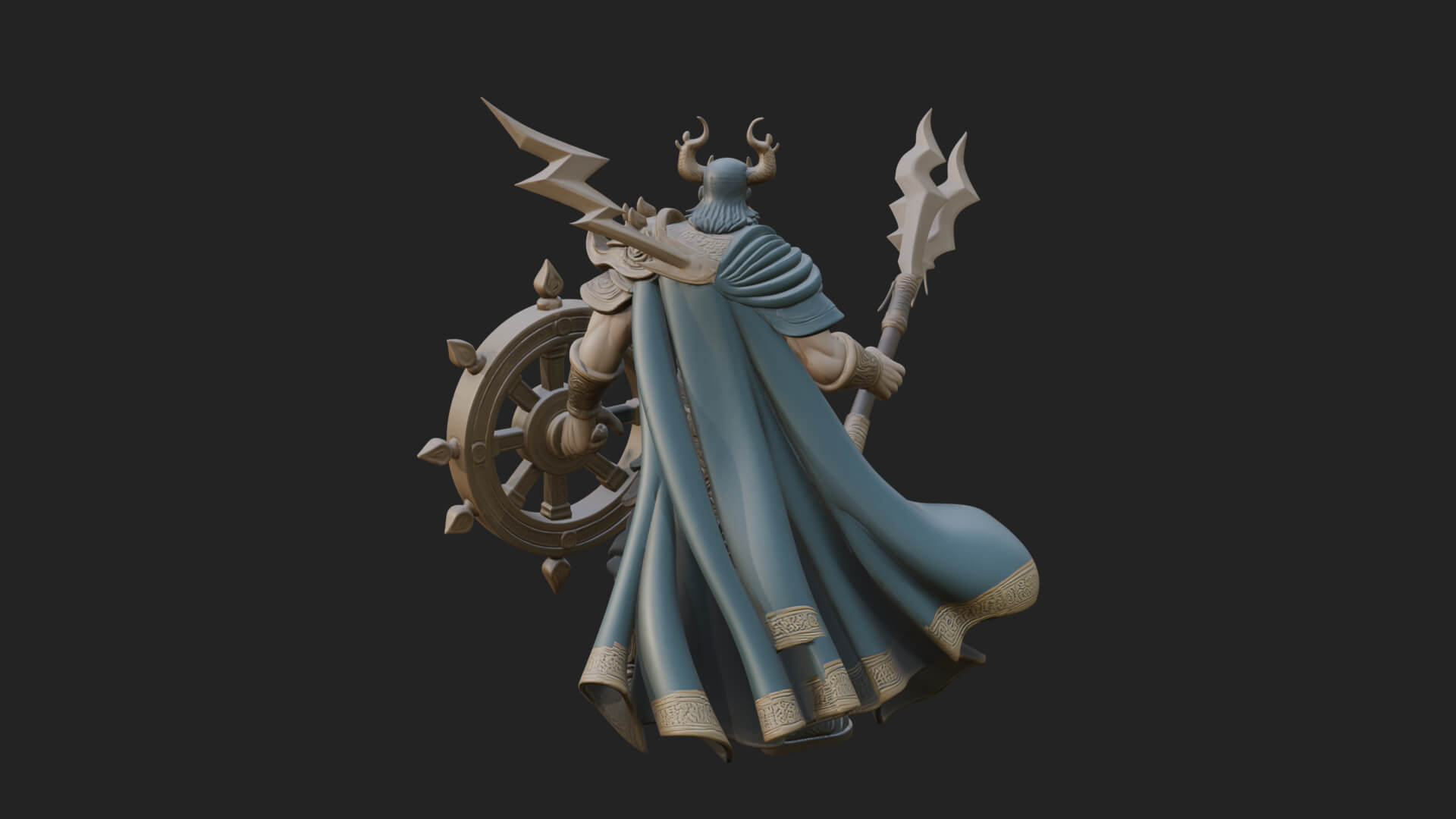 Poseidon with Trident Statue Design 16 3D Print Model 3D Model