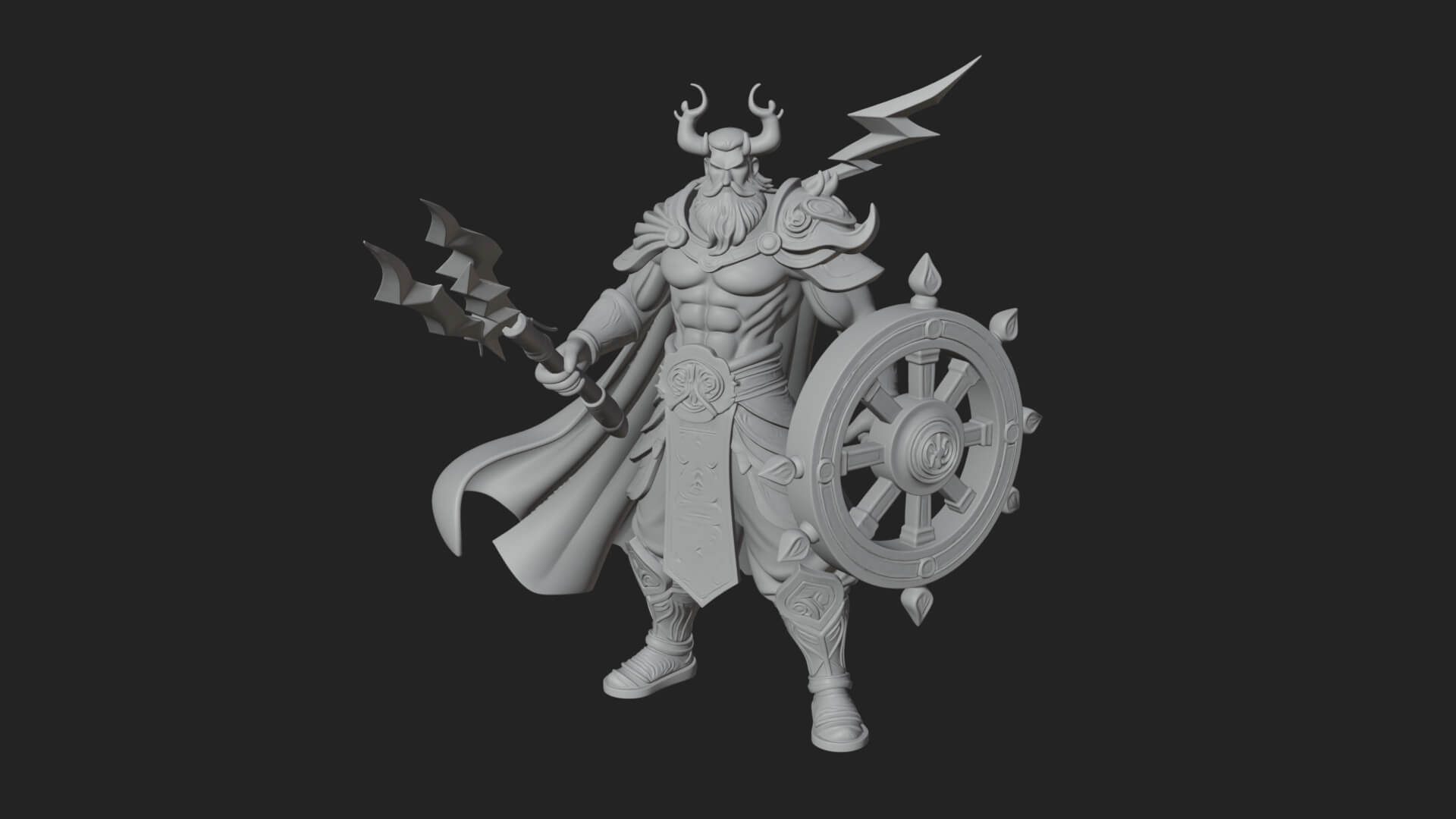 Poseidon with Trident Statue Design 16 3D Print Model 3D Model