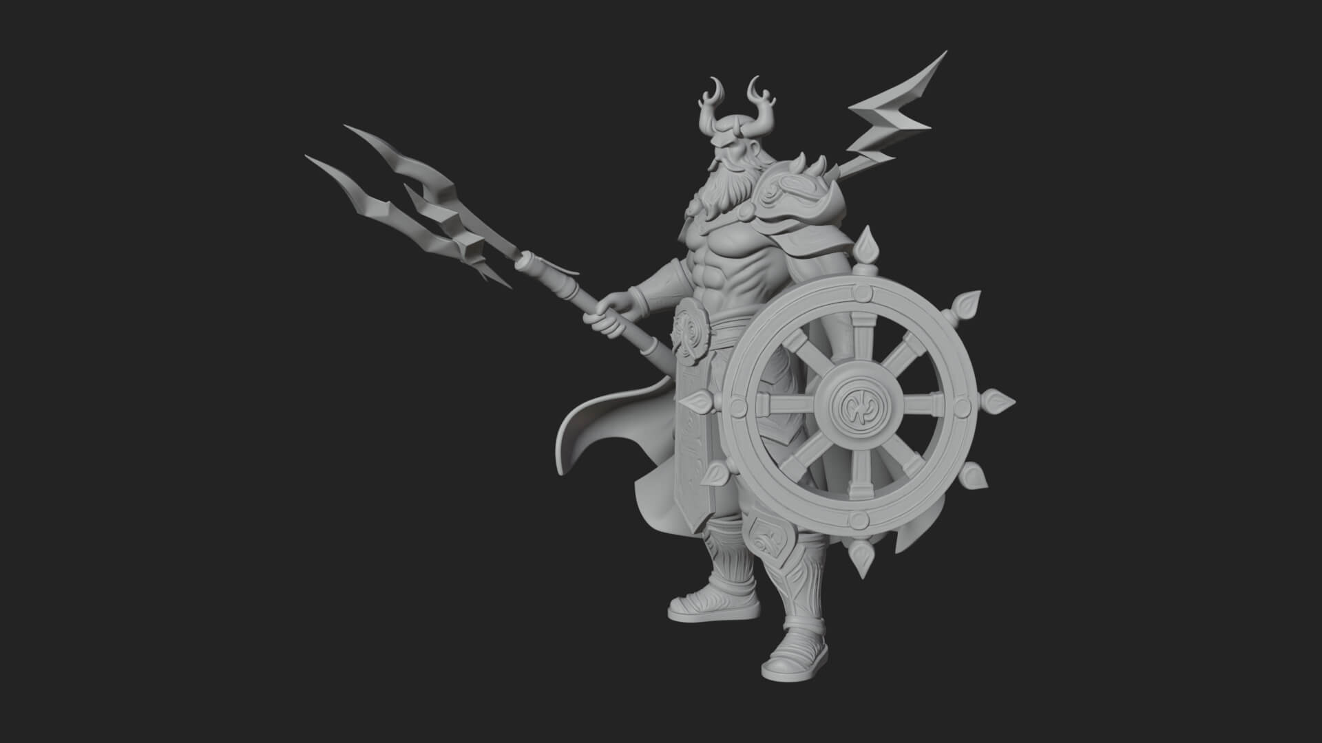 Poseidon with Trident Statue Design 16 3D Print Model 3D Model