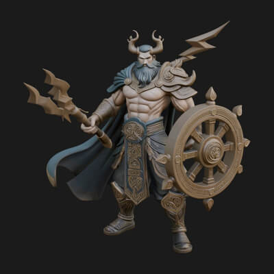 Poseidon with Trident Statue Design 16 3D Print Model