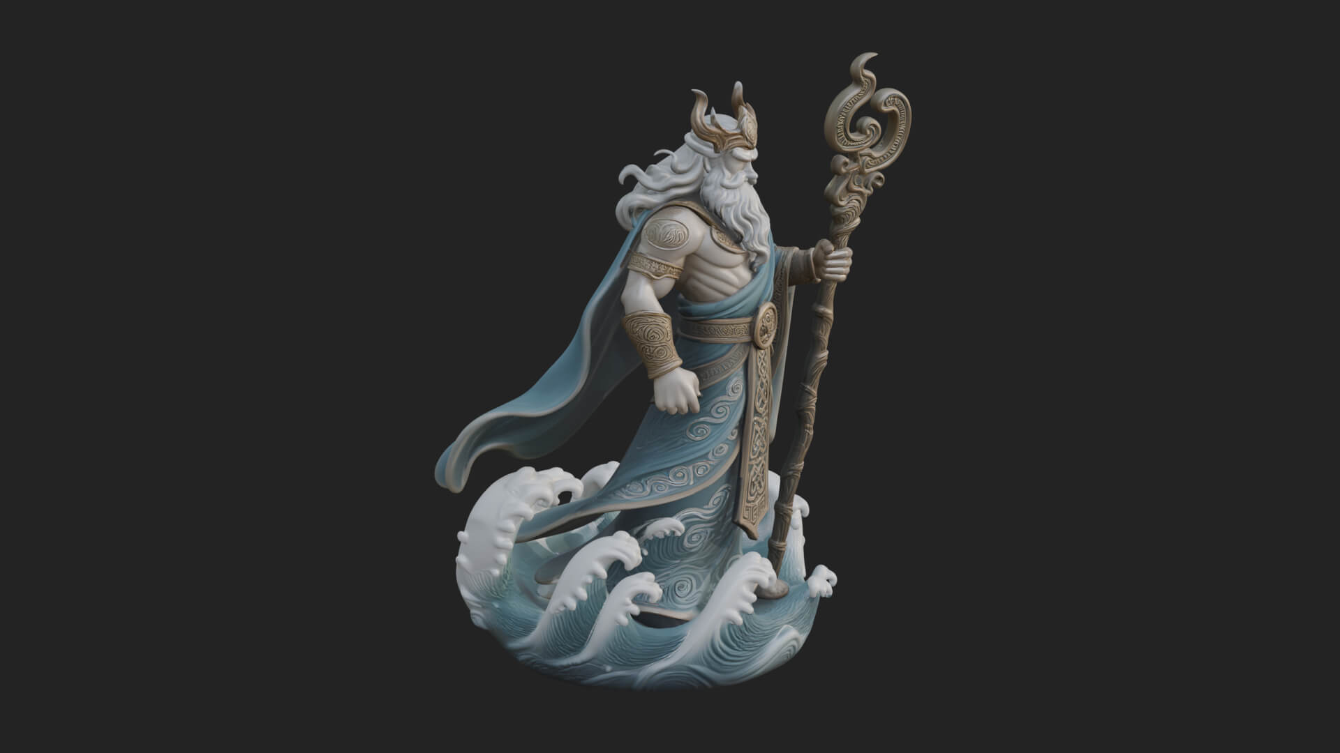 Poseidon with Trident Statue Design 17 3D Print Model 3D Model